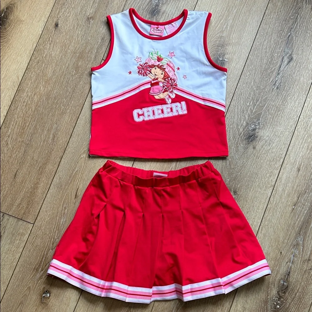 Vtg Y2K Strawberry Shortcake Cheerleader Cheer Outfit Tank Top & Skorts Set 6X